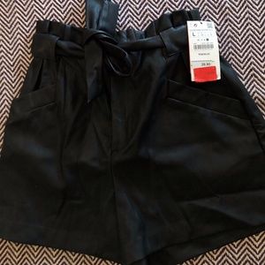 NWT Paperbag Leather Shorts